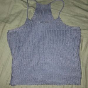Blue Woven Crop Top